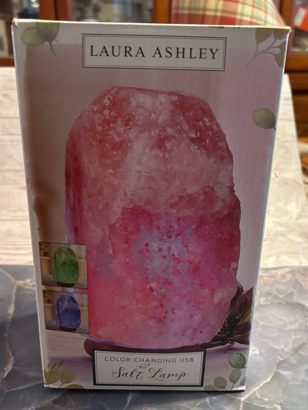 Laura Ashley Pink Color-Changing USB Salt Lamp